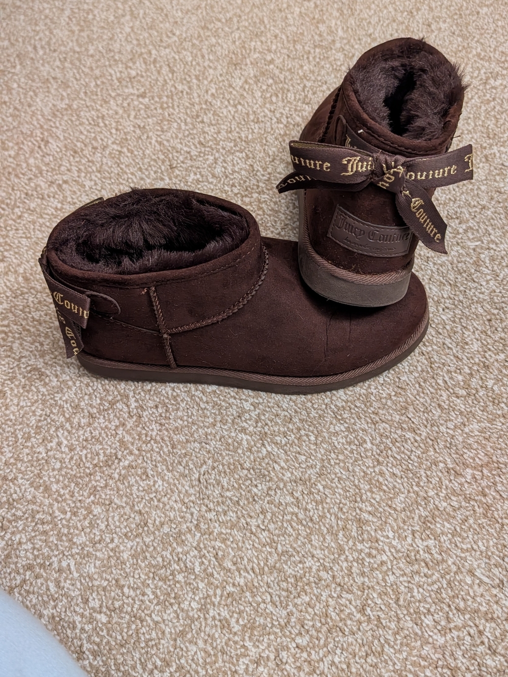 Juicy Couture Women's 6 Brown Faux Suede Fur-Lined Booties